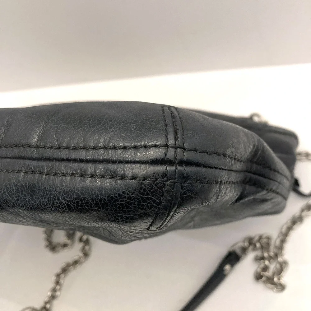Coach Poppy Slim Tote Sliding Chain G1282-21199 Black Leather Bag Convertible
